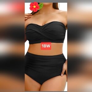 Black Women's 2 Piece Swimwear Set 18W #7